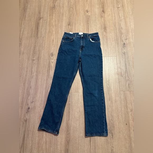 Reformation Jax Stretch High Rise Dark Wash Blue Straight Jeans size 30 - Picture 2 of 8